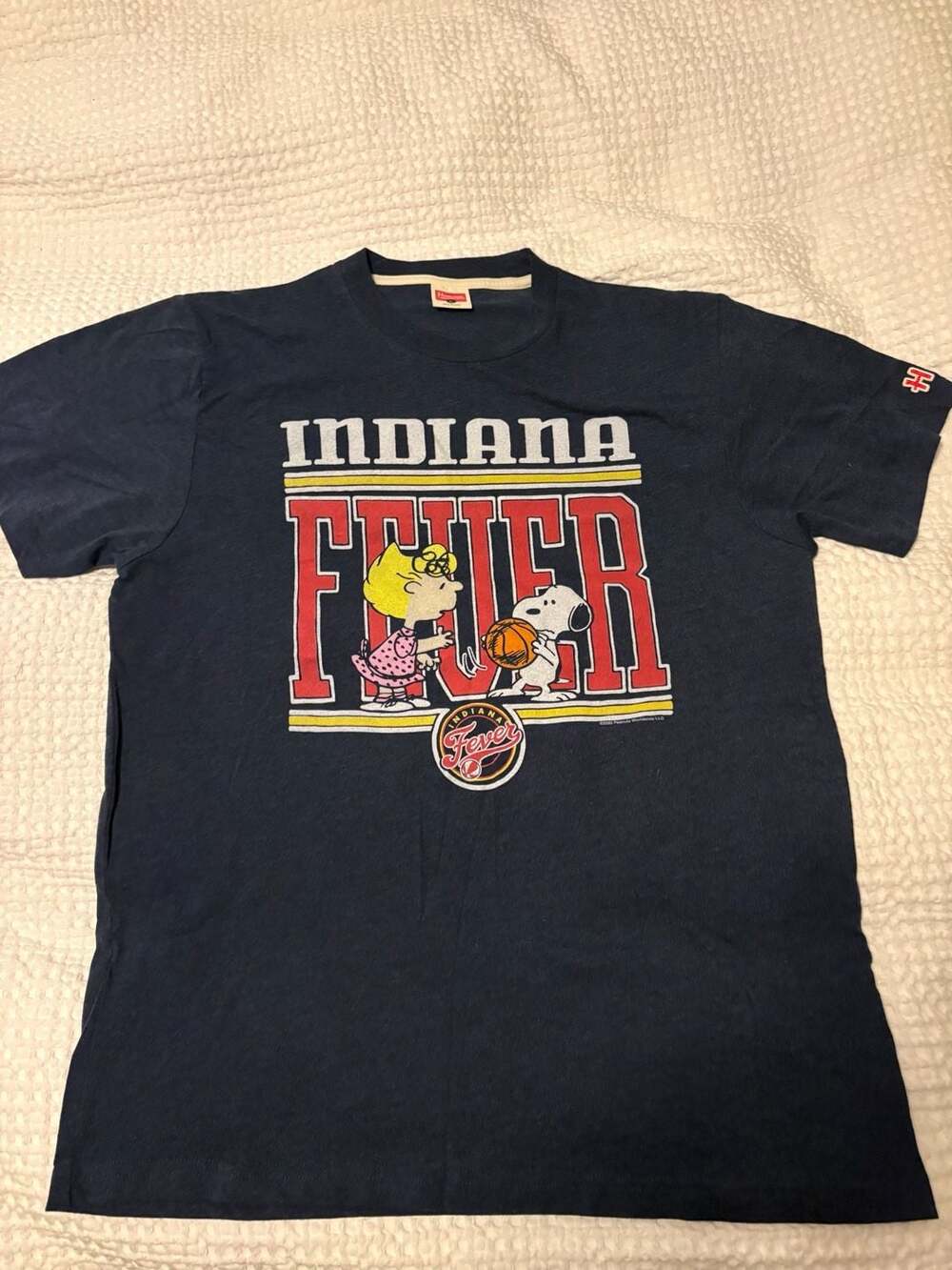 Homage Indiana Fever Peanuts T-Shirt Size L Navy Blue